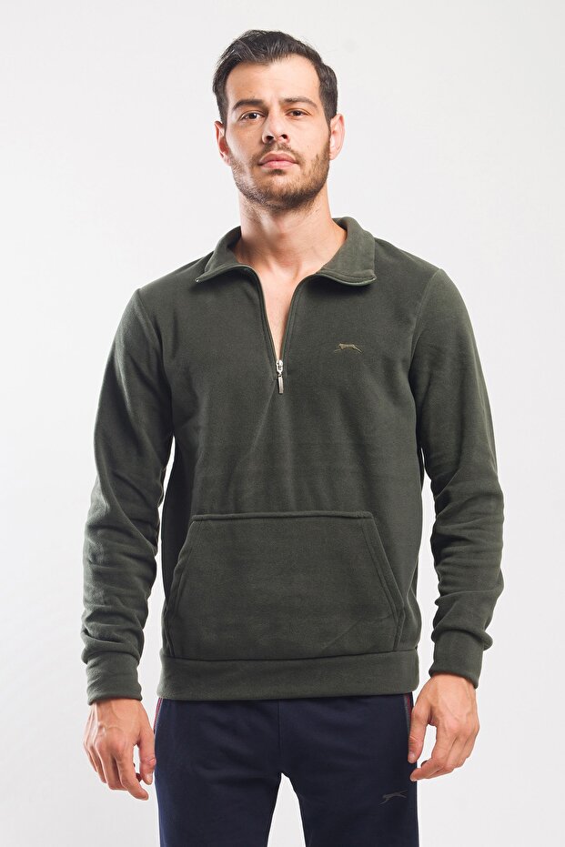 Solıd I Erkek Sweatshirt Haki - 2