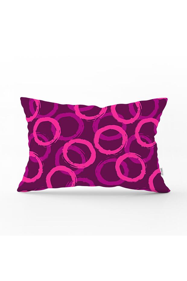 غطاء وسادة مستطيل منقوش دائري بخلفية أرجوانية - 1