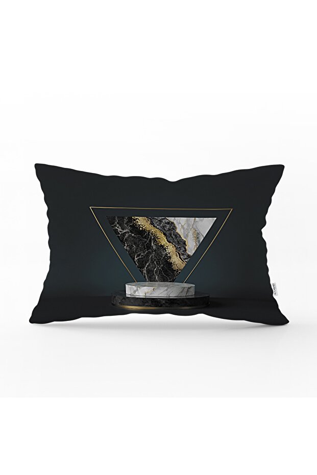 Modern Triangle Marble Patterned 3D Decorative Rectangular Throw Pillow Cover - 1
