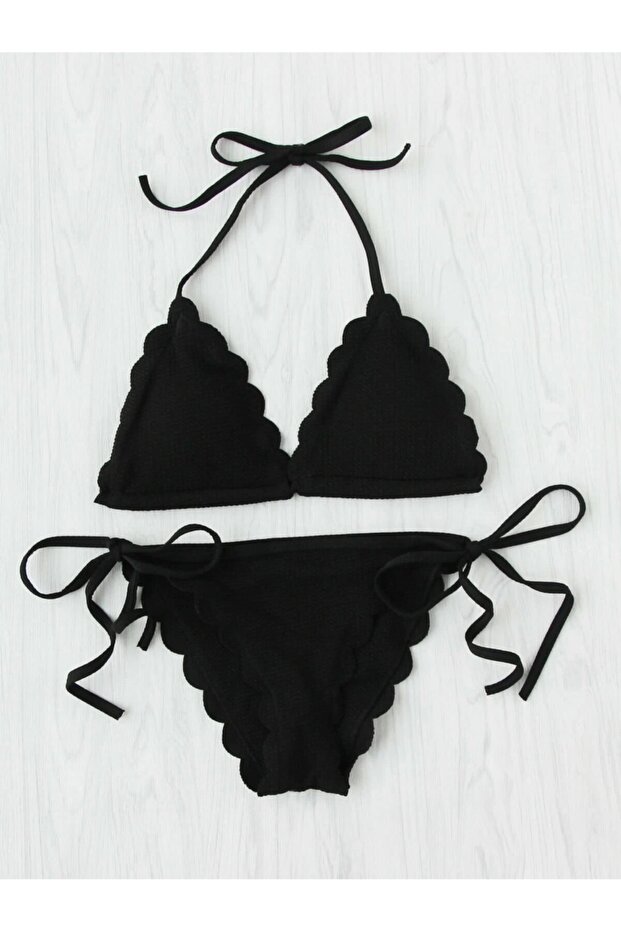 Kadın Bordo Belden Bağlamalı Şık Büstiyer Sütyen Takım - 4