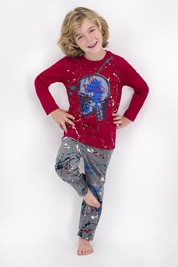 Rolypoly No Rules Light Claret Red Boy's Pajama Set
