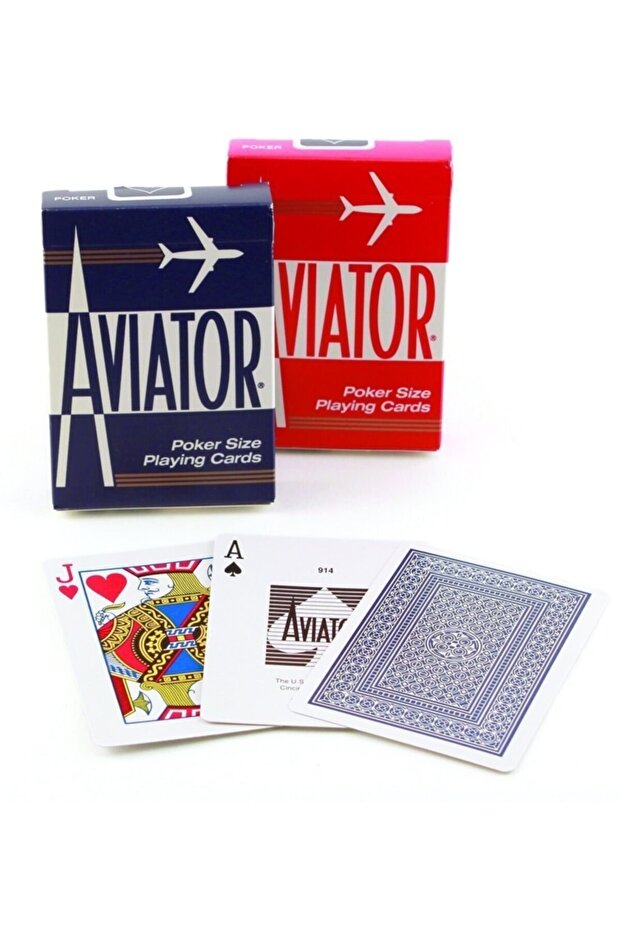 بطاقات ورق اللعب Bicycle Aviator Standard 2 Deck باللون الأزرق والأحمر