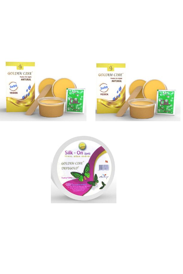 Cire Sir Ağda Yedekleri Natural 3x90gr 2 Adet + Ağda Bezi Ithal Ipek 10 Metre Hediye - 1
