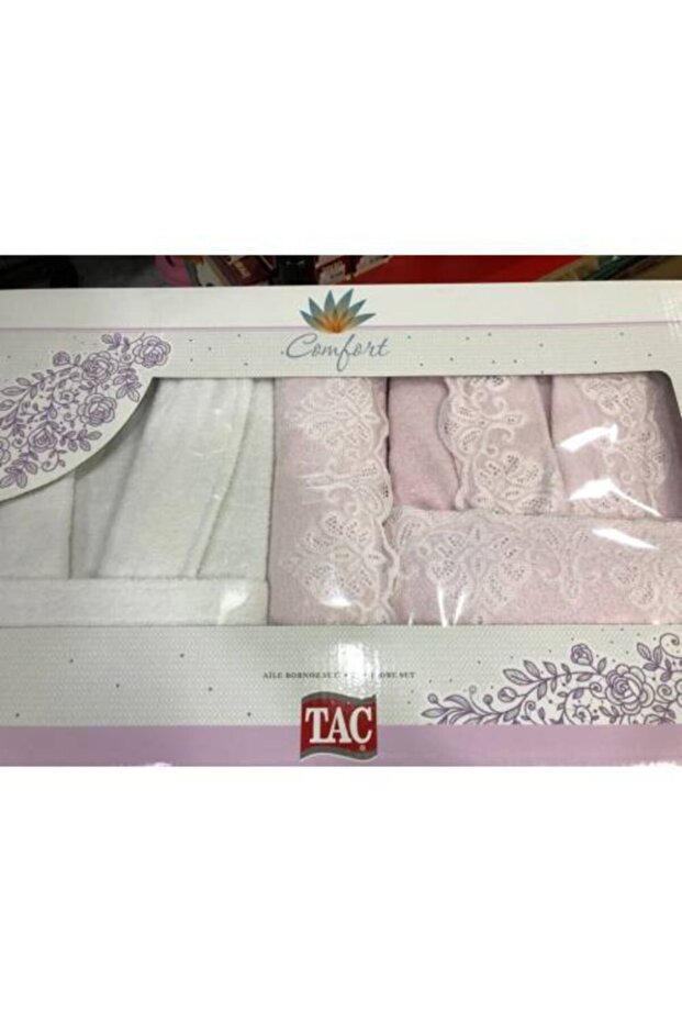 Pembe Beyaz Dantelli Aile Seti - 1