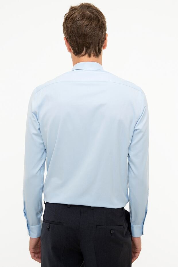 Açık Mavi Slim Fit Basic Gömlek - 3
