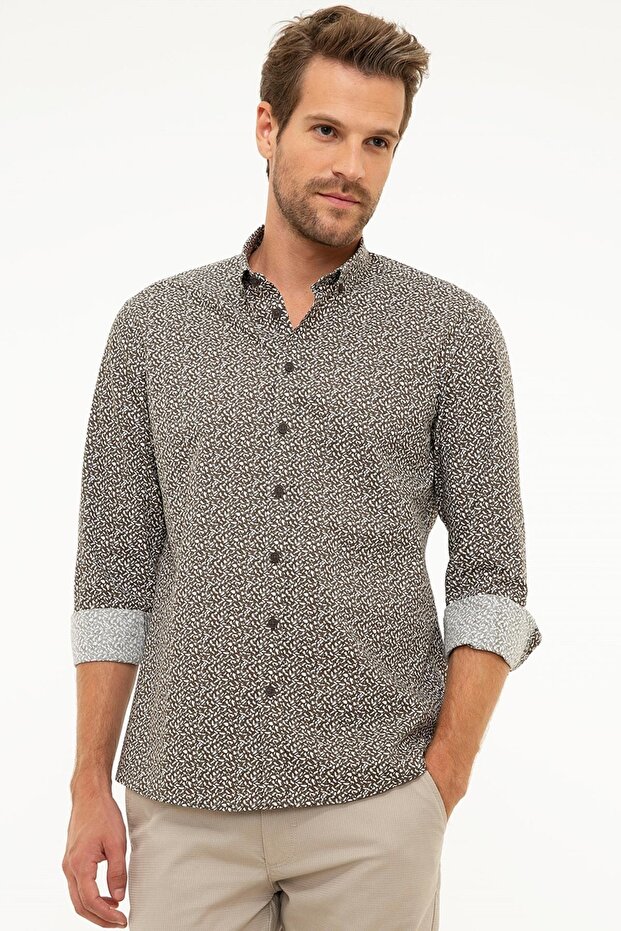 Men's Brown Slim Fit Shirt G021GL004.000862075