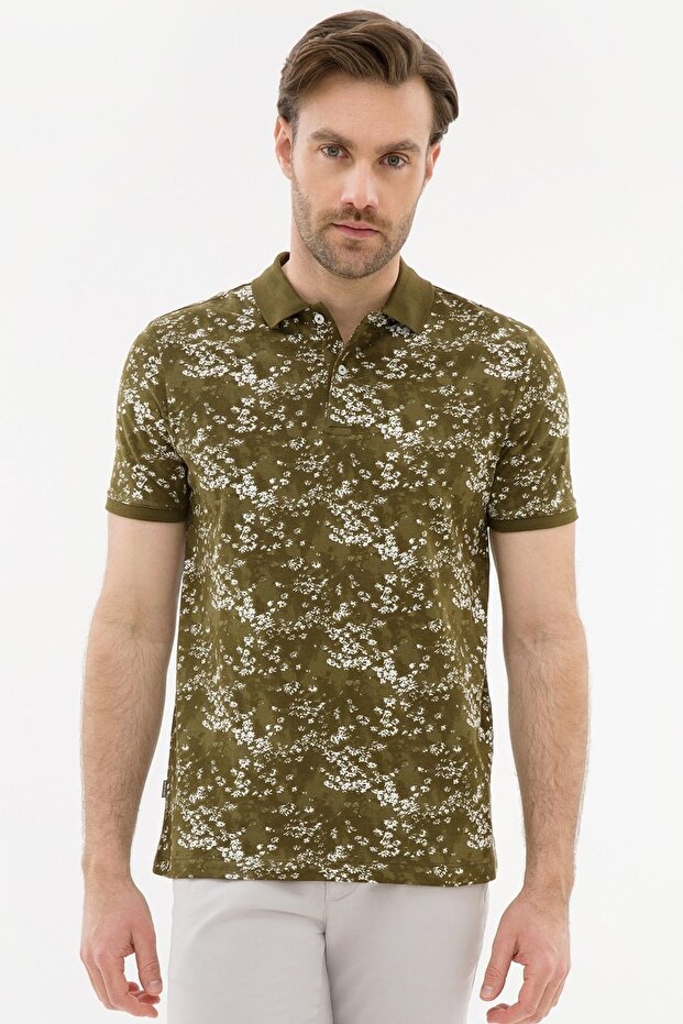 Light Khaki Slim Fit Polo Neck T-Shirt