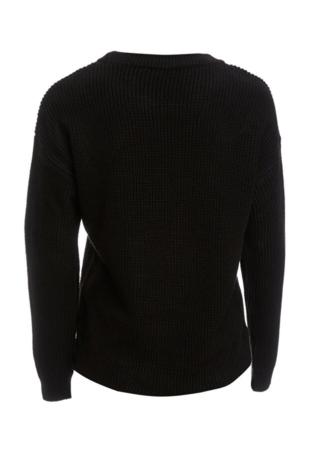 Kadın Siyah Basic Triko Kazak H6905AZ20AU - 2