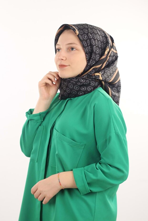 Women's Black Twill Silk Scarf