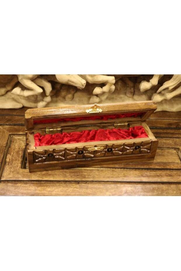 Walnut Geometry Rosary Pencil Case 4x14 Cm
