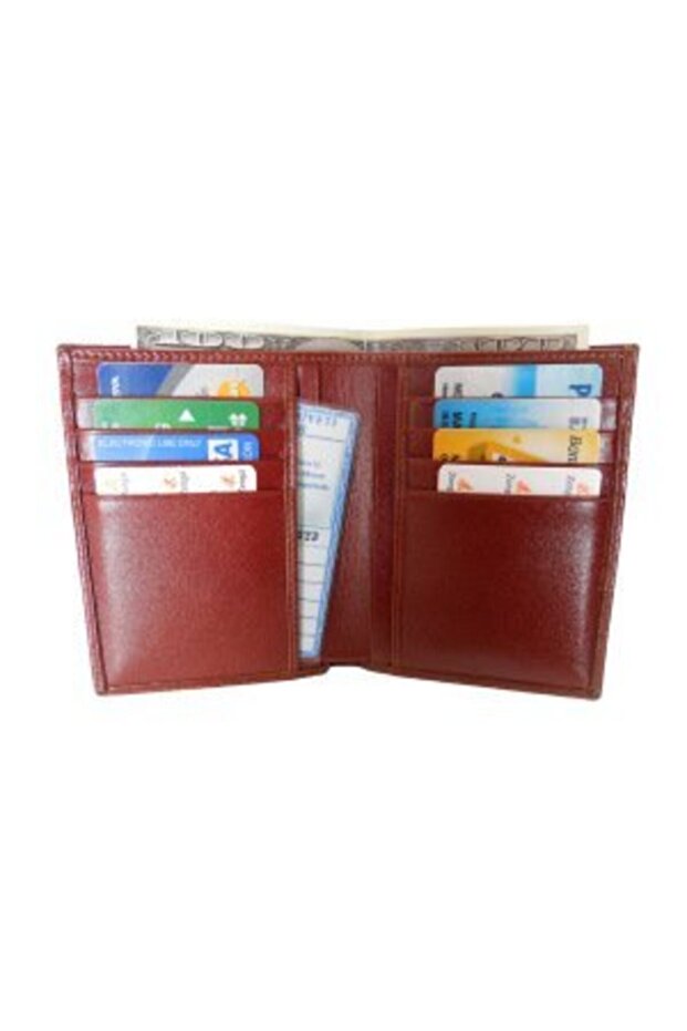 محفظة جلدية أصلية للرجال باللون الأحمر رفيعة 708-4