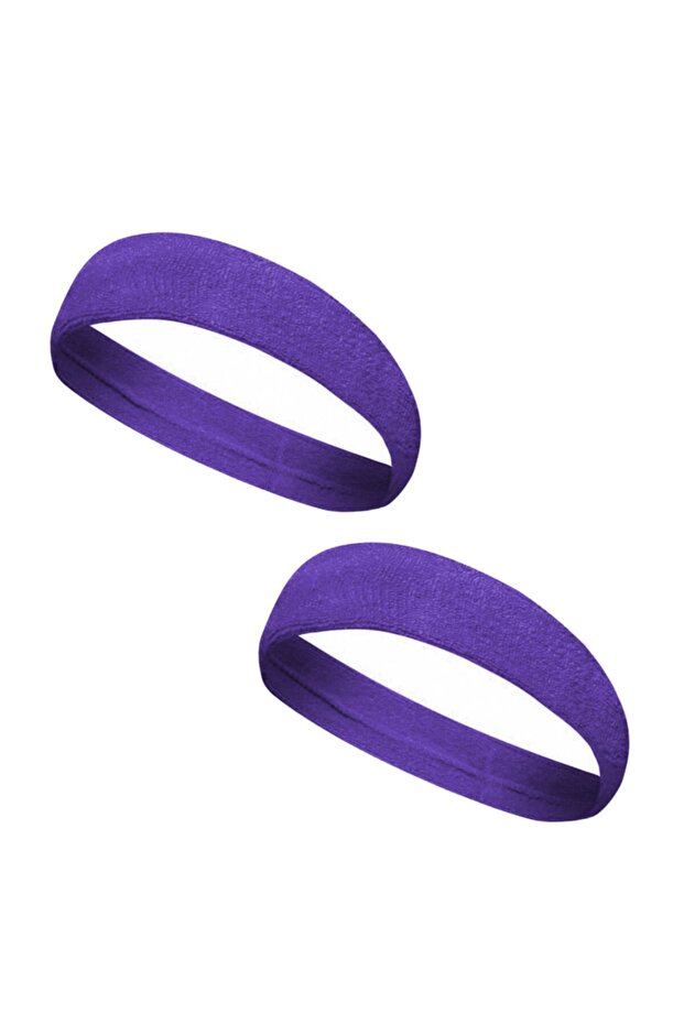 2 Pieces Purple Sports Towel Headband Forehead Sweat Band