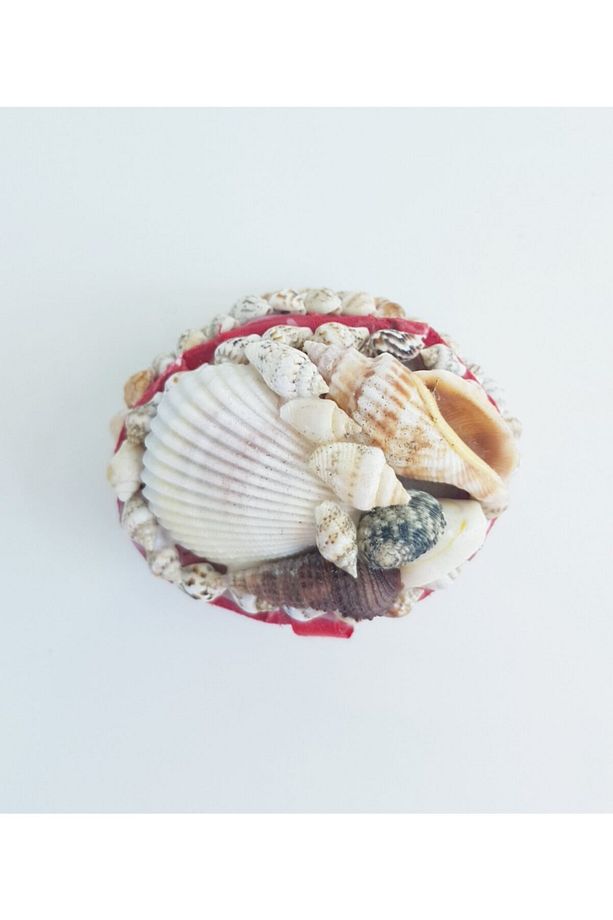 Deniz Kabuğu Süslemeli Oval Mini Takı Mücevher Kutusu 5x6 Cm - Mkt14 - 2