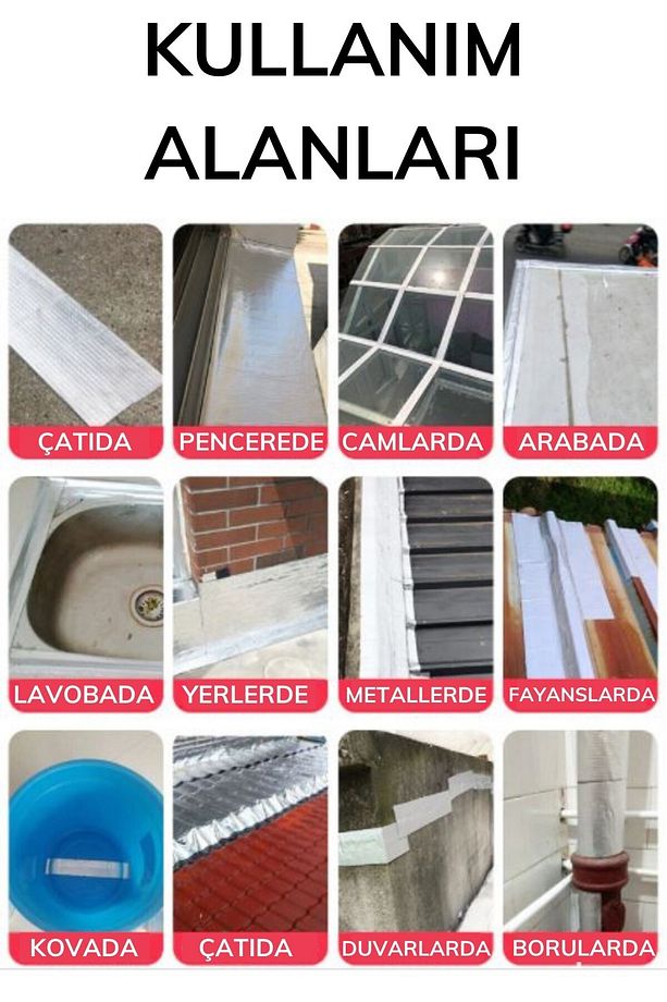 Yüksek Sıcaklık Dayanan Su Geçirmez Çatı Boru Duvar Çatlak Onarıcı Yapışkan Bant Folyo 5 cm - 5