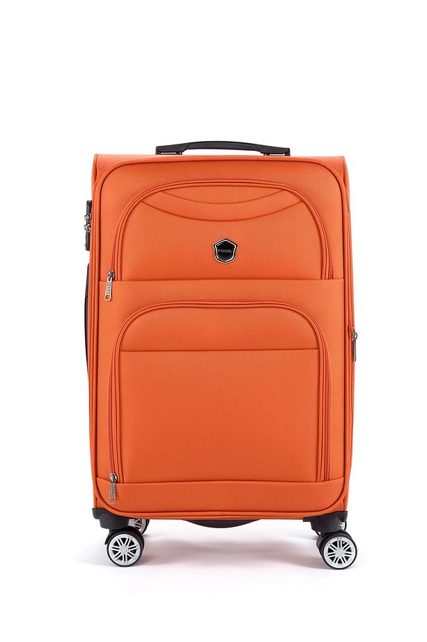 Turuncu Unisex 3'lü Kumaş Valiz Seti - 3