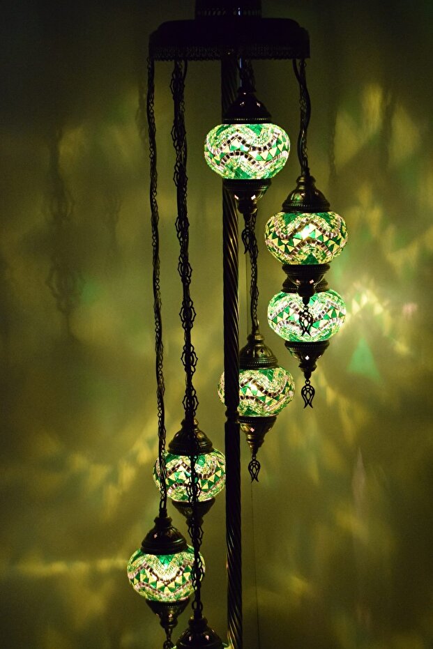 Lambader Çoklu Elişi Sarkıt Camlı,mozaik Ayaklı Lambader,dekoratif Köşe Lambası Model 12 - 2