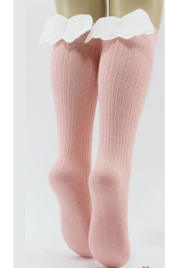 Girl's Pink Angel Knee-Length Socks with Accessories