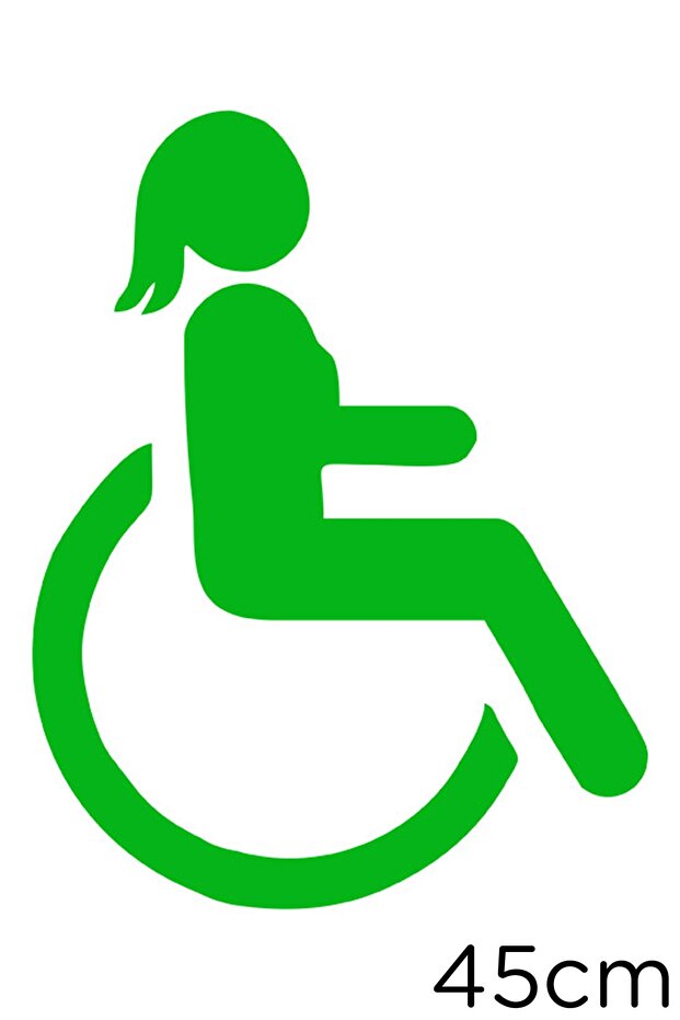 Disabled Car and Disabled Woman Vehicle Sign Sticker 45cm - Green
