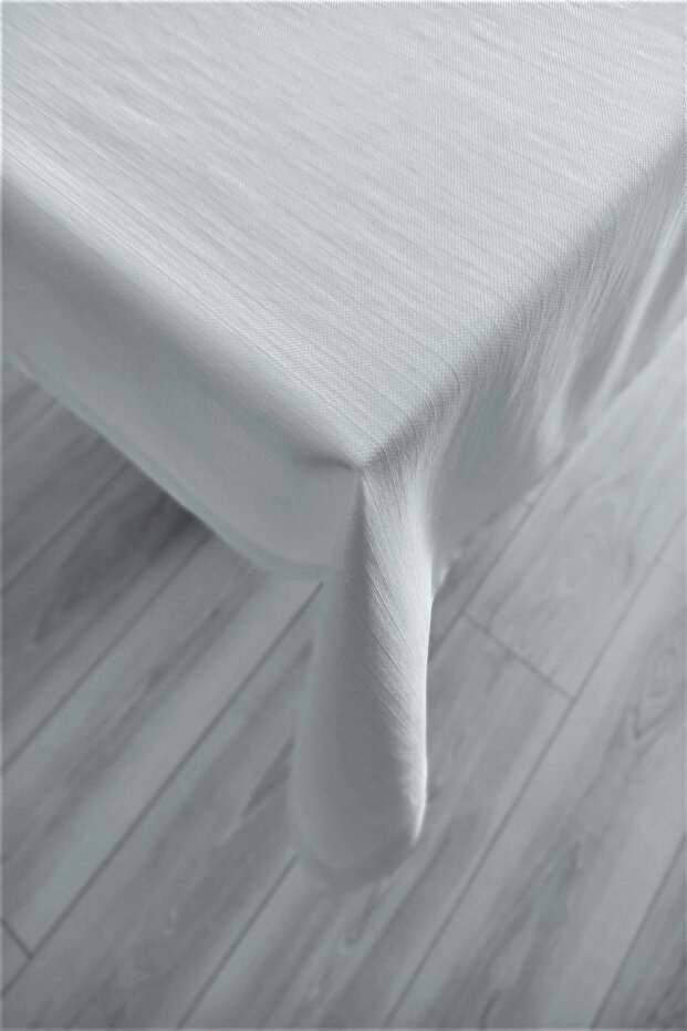 Linen Textured Stain Resistant White Table Cloth