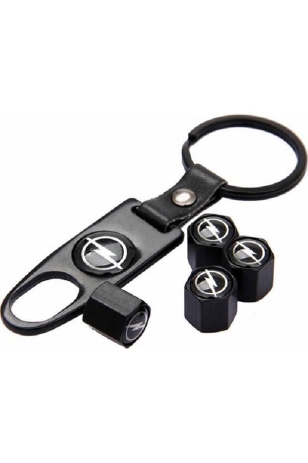 Opel Astra H after 2004 Metal Keychain and 4 Pieces Metal Valve Cap Set