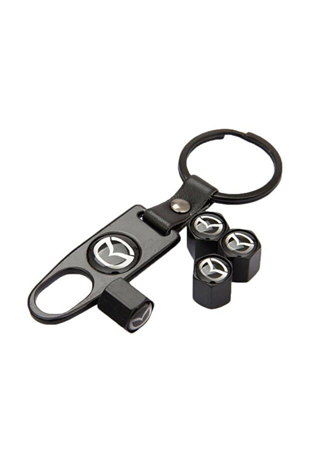 Mazda B Series Metal Keychain and 4Pcs Metal Valve Cap Set