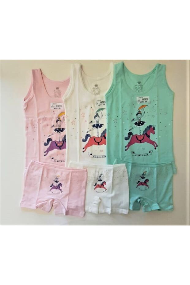 Girl's Cotton 3-Piece Girl on a Horse Printed Boxer Set (Age 3-4)