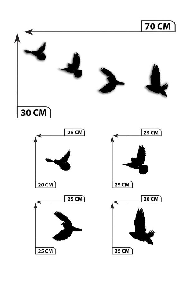 Dekoratif Modern Dörtlü Kuş Duvar Süsü Duvar Dekoru 4 Adet - 3