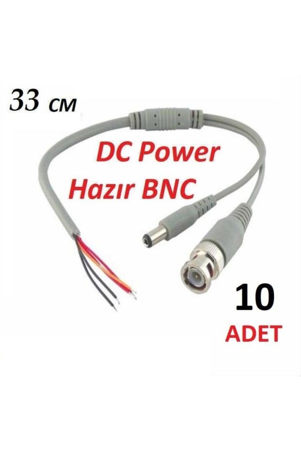 10 Adet Bnc Hazır Kablo Dc Power Jack Erkek Cctv Kamera Bnc Uç - 1
