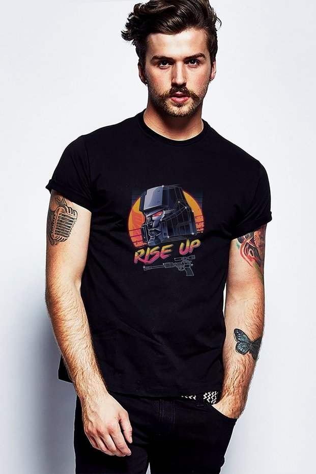 Transformers Villains Rise Up Printed Black Men's Knitted Tshirt T-shirt T-Shirt T Shirt