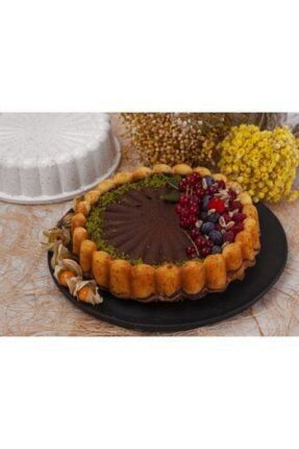 Gri Thermoad Granit Döküm Tart Kalıbı Turta Kek Kalıbı 26 cm - 4