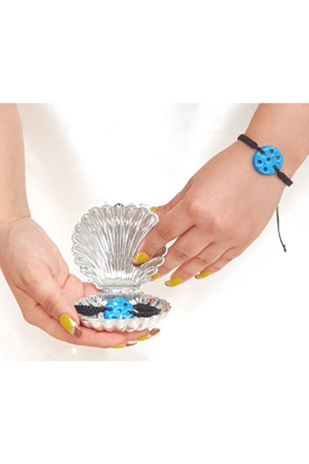 7 Eyed Syriac Evil Eye Bead Black Knitted Elevator Women's Bracelet