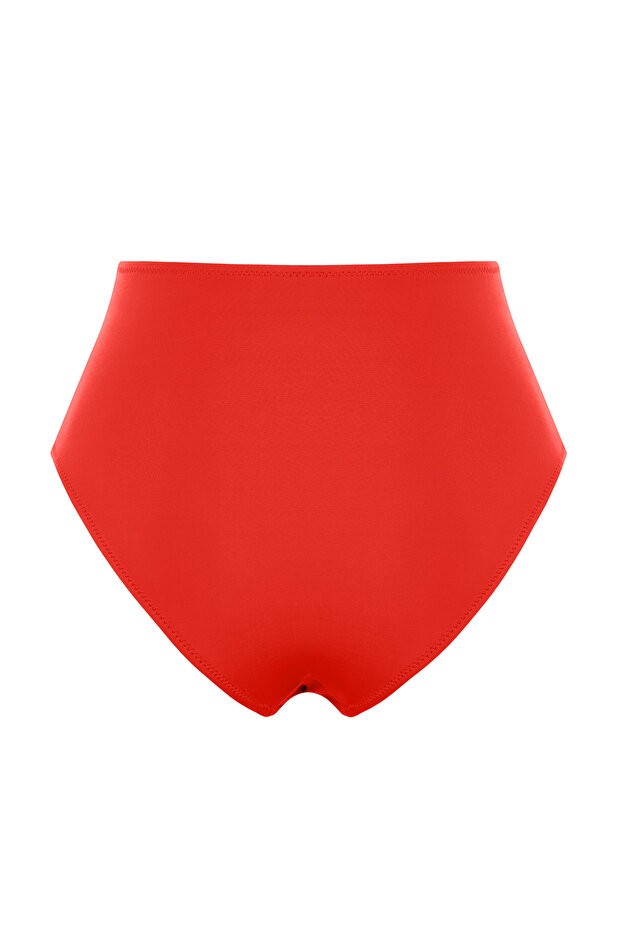 Kırmızı Cut Out Detaylı Hipster Yüksek Bel Bikini Altı TBESS20BA0184 - 8
