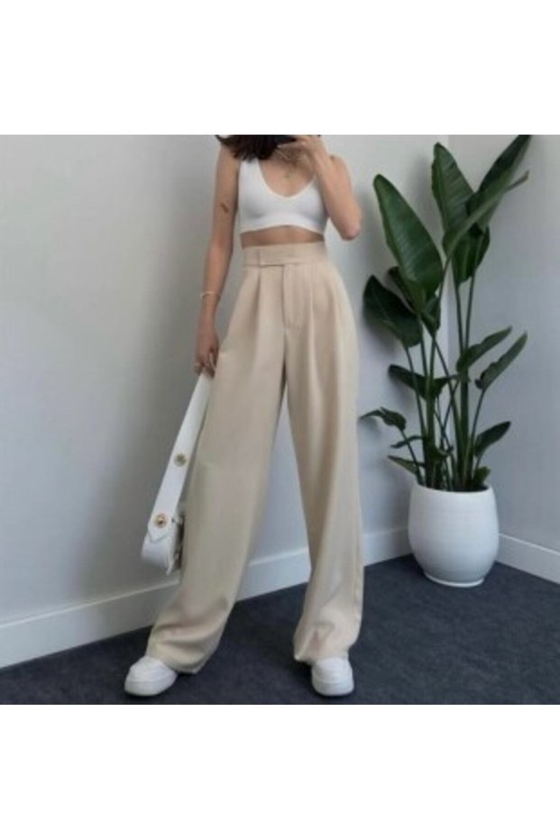 WOMEN'S HIGH-BEL FRONT CIRT WIDE LOOP PANT