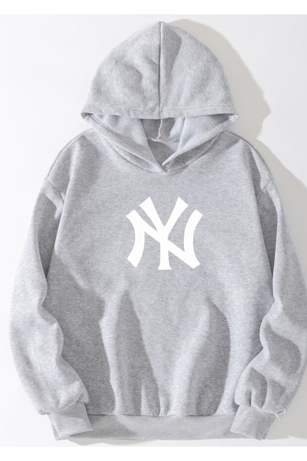 NY BASKILI GRİ SWEAT - 1