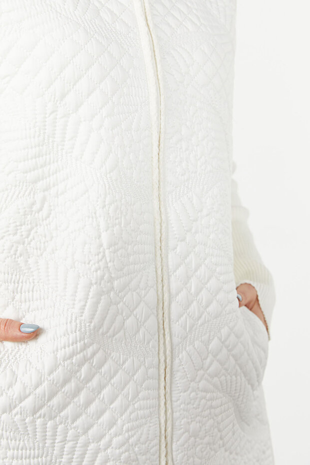 سترة طويلة مبطنة منقوشة - 8