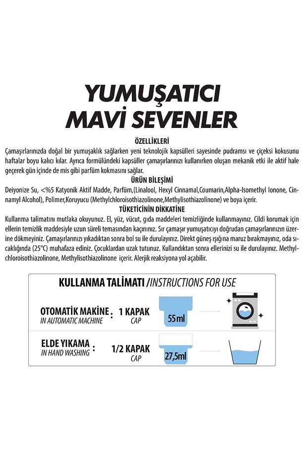 Çamaşır Yumuşatıcısı Mavi Sevenler 2000 ml 2'li - 2