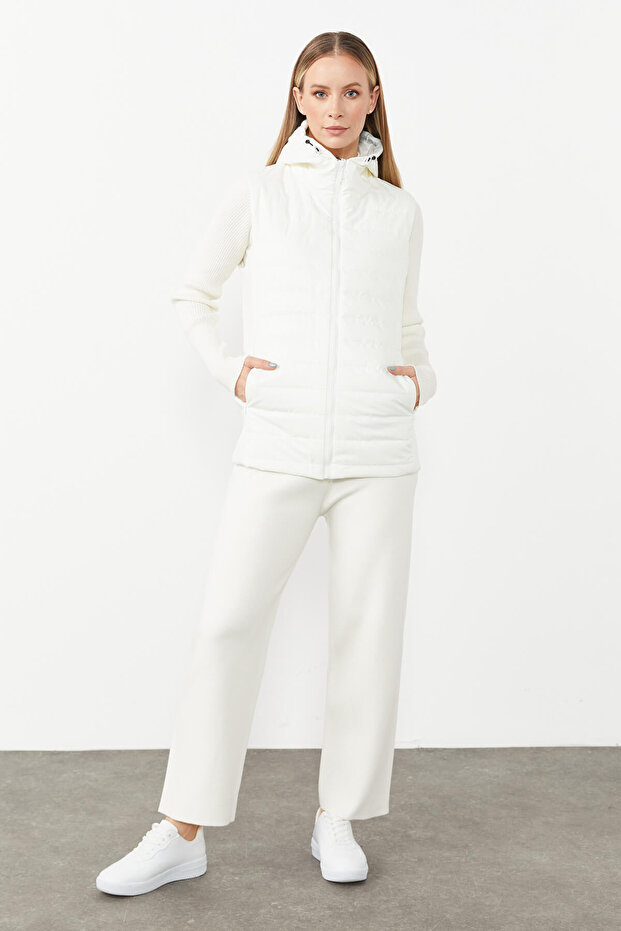Knitwear Combination Hooded Quilted Vest