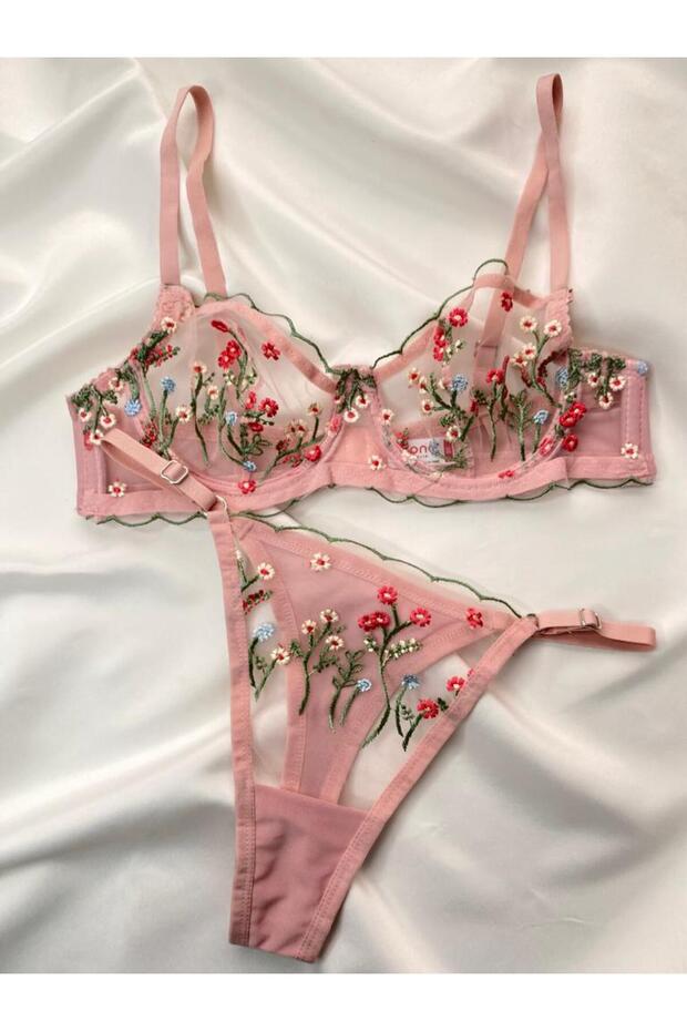 Pudra Çiçek Nakıslı Tk - 1