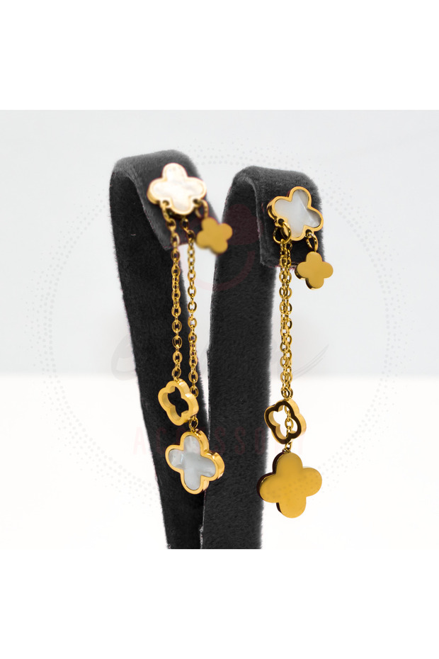 Sedef Yonca Sarkıt Çelik Küpe - 1