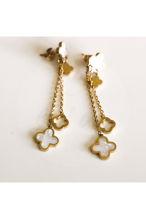 Sedef Yonca Sarkıt Çelik Küpe - 2