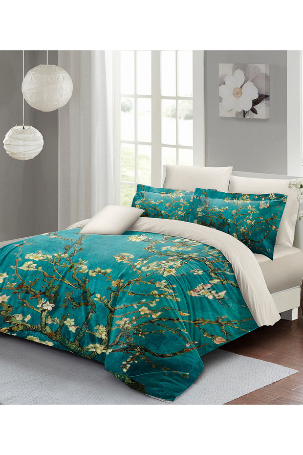 King Size Duvet Cover Set 100% Natural Cotton Double 3D Digital Painted Branches 220X240Cm