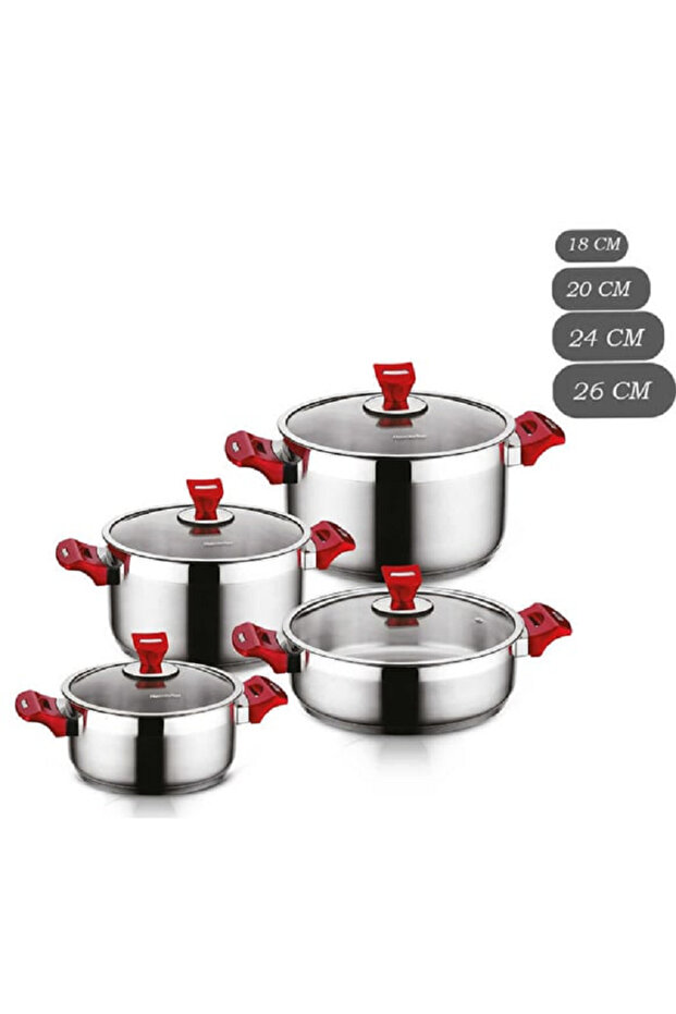 hascevher yaprak 8 parça tencere seti - 1