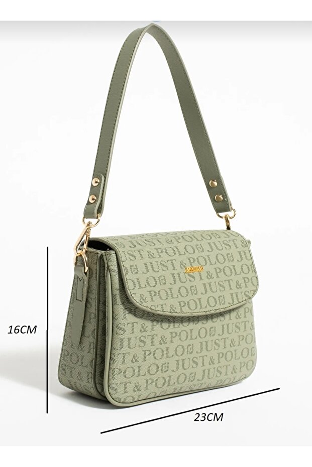 Women's Green Two-Strap 3-Compartment Shoulder and Crossbody Bag