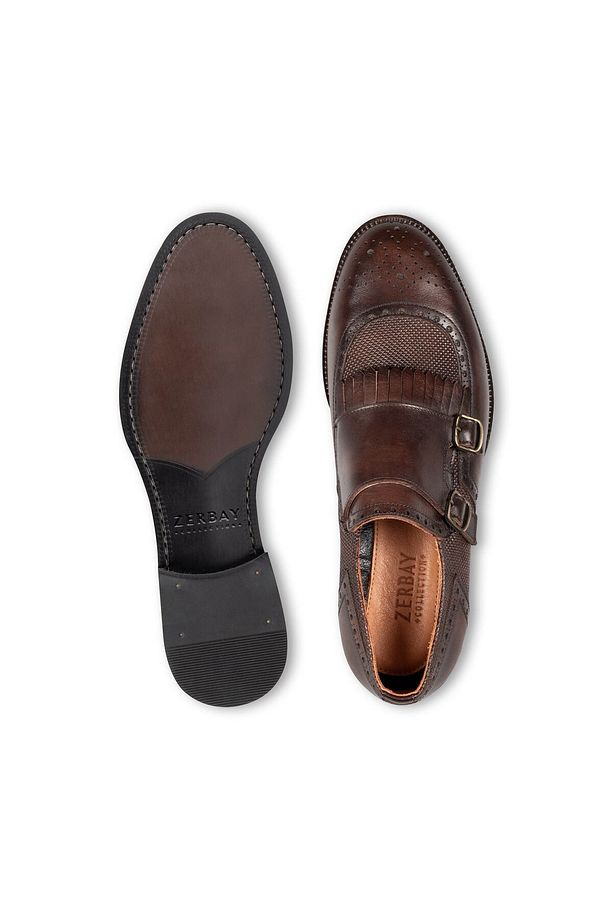 Lhotse Microlight Taban Çift Tokalı Hakiki Deri Erkek Klasik Ayakkabı, Monkstrap, Loafer Kahve - 4