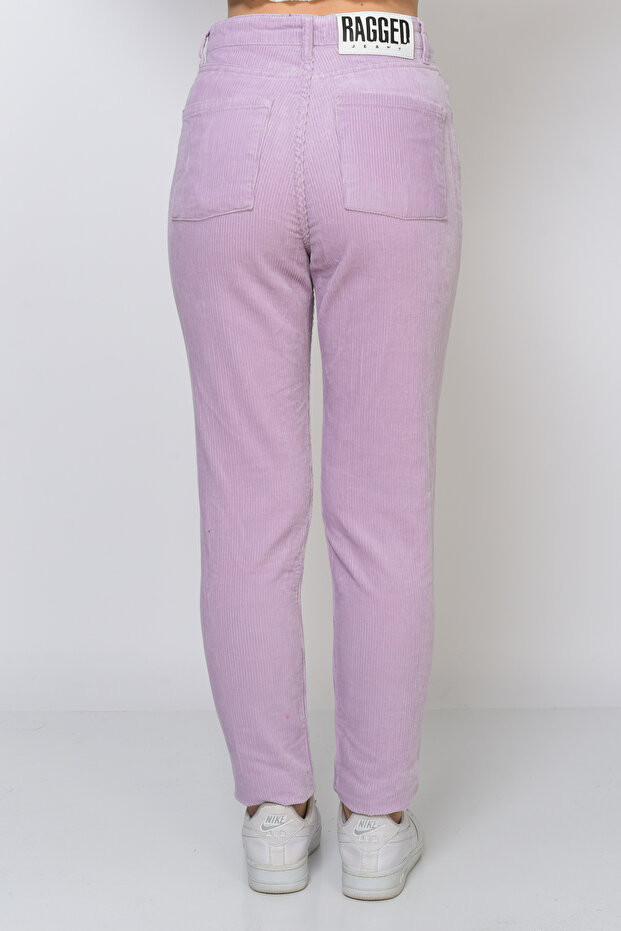 Cepli Fitilli Kadife Mom Pantolon- Lila - 6