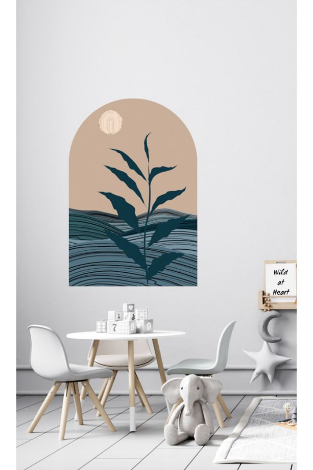 Bohem Kahverengi Mavi Mimari Arch Dekoratif Duvar Sticker - 2