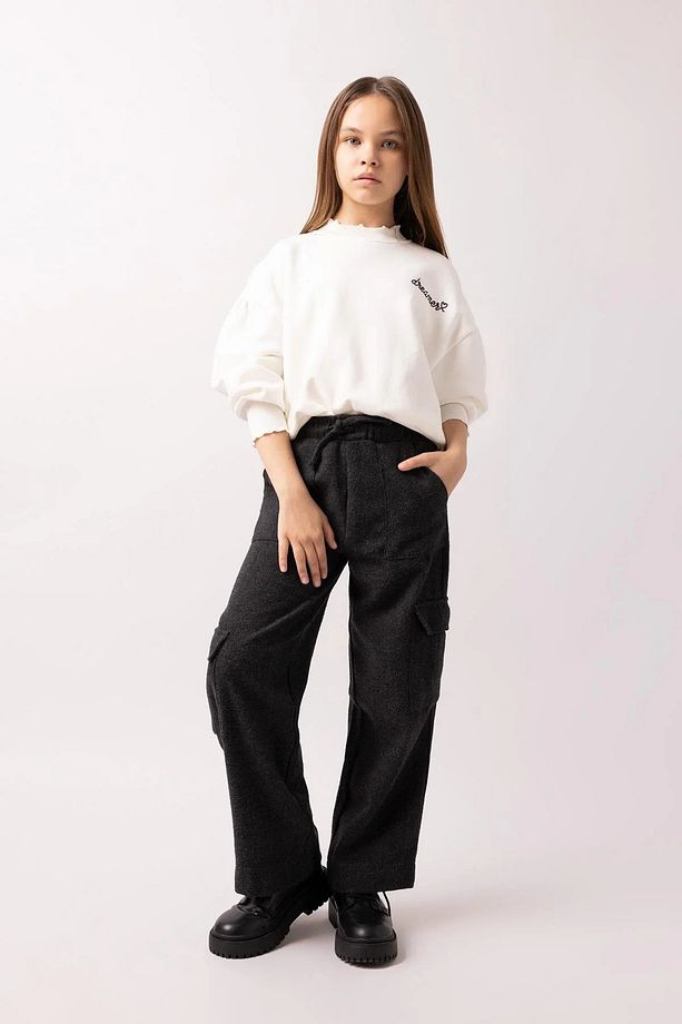 Kız Çocuk Wide Leg Kargo Geniş Paça Pamuklu Pantolon A4857a823wn - 3