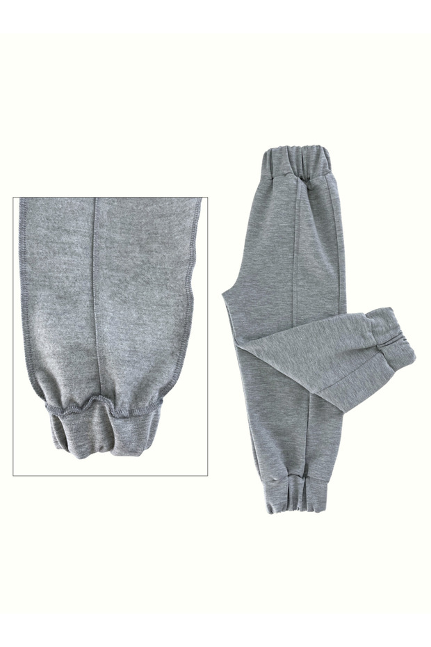 2 Thread Raised Fabric Sweatpants College Gray Oversize