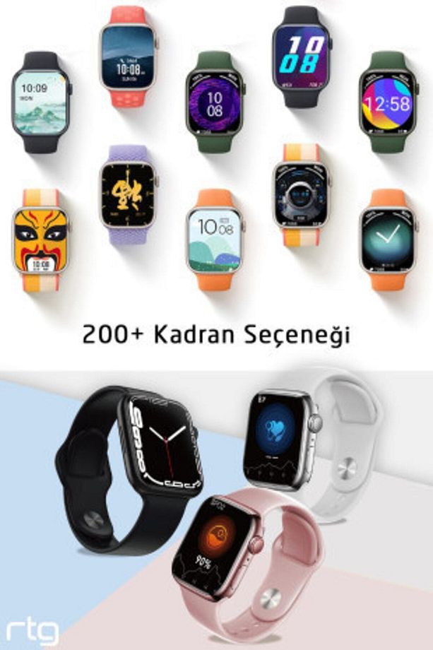 Akıllı Saat Iphone Ve Android Uyumlu 45 Mm Siri Gps Bluetooth Çağrı Pembe - 6