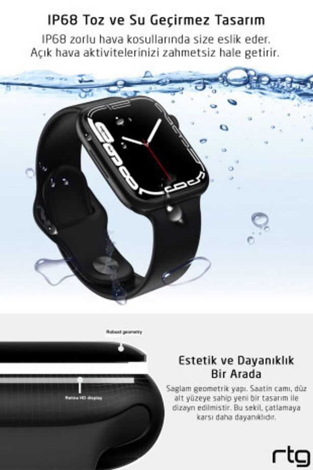 Akıllı Saat Iphone Ve Android Uyumlu 45 Mm Siri Gps Bluetooth Çağrı Pembe - 2